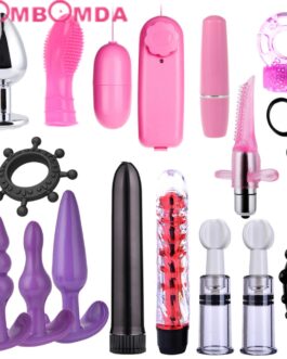 15 PCS Sex Toys for Women Men Handcuffs Nipple Clamps Whip Spanking Sex Silicone Metal Anal Plug Butt BDSM Vibrator Bondage Set