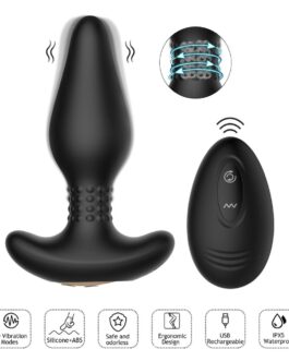 Big Anal Plug Vibrator Remote Control Butt Plug 10 Modes Prostate Massager Anal Sex Toys Black Silicone Adult Toys for Men Women