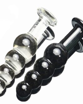 Black large artificial Pyrex Glass dick crystal dildo penis Anal Beads big ball butt plug masturbate adult sex toy for women men