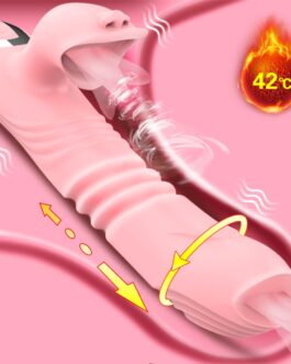 Double Tongue Cunnilingus Vibrator Telescopic Rotating Dildo Heating Vagina Clitoris Stimulate Vibrator Adult Sex Toys for Women