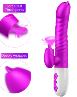 Double Tongue Cunnilingus Vibrator Telescopic Rotating Dildo Heating Vagina Clitoris Stimulate Vibrator Adult Sex Toys for Women