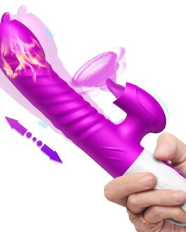 Double Tongue Cunnilingus Vibrator Telescopic Rotating Dildo Heating Vagina Clitoris Stimulate Vibrator Adult Sex Toys for Women