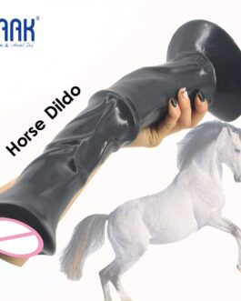 FAAK 13.8 inch huge penis animal horse dildo dick with strong suction cup ribbed big sex toys for women flirt sex products hot