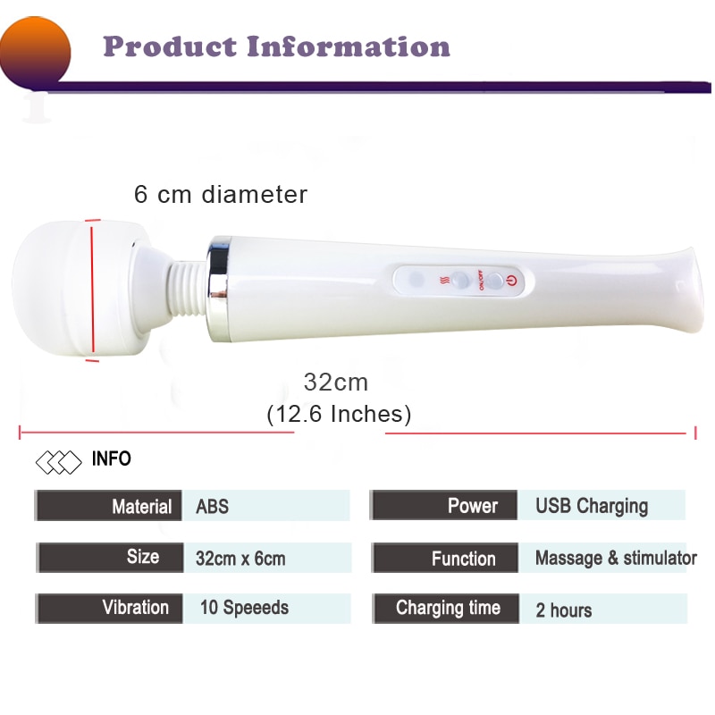 Huge Magic Wand Vibrators for women, USB Charge Big AV Stick Female G Spot Massager Clitoris Stimulator Adult Sex Toys for Woman - Image 2