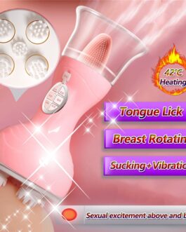 New Heating Tongue Lick Rotating Massager Nipple Sucker Clitoris Vibrator Breast Stimulation Bra Pump Sex Toys For Women Couples