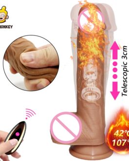 Wireless remote telescopic dildo vibrator Layer Silicone Big Penis Heating Realistic Dildo G spot Massage sex toy for women shop